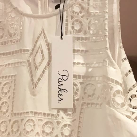 White Parker Briana Overlay Romper sleeveless shorts laser cut pattern 2 - Picture 5 of 12